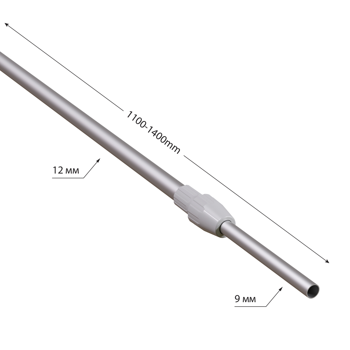 Трубка алюминиевая телескопическая TEL-LOCK-ALUTUBE 1100-1400 мм, цвет серый, переходник серый