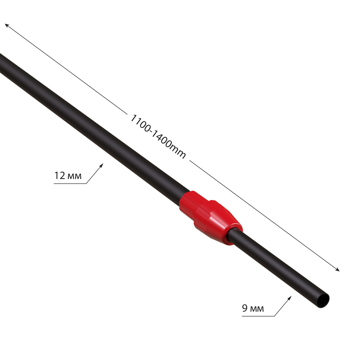 Трубка алюминиевая телескопическая TEL-LOCK-ALUTUBE 1100-1400 мм, цвет черный, переходник красный