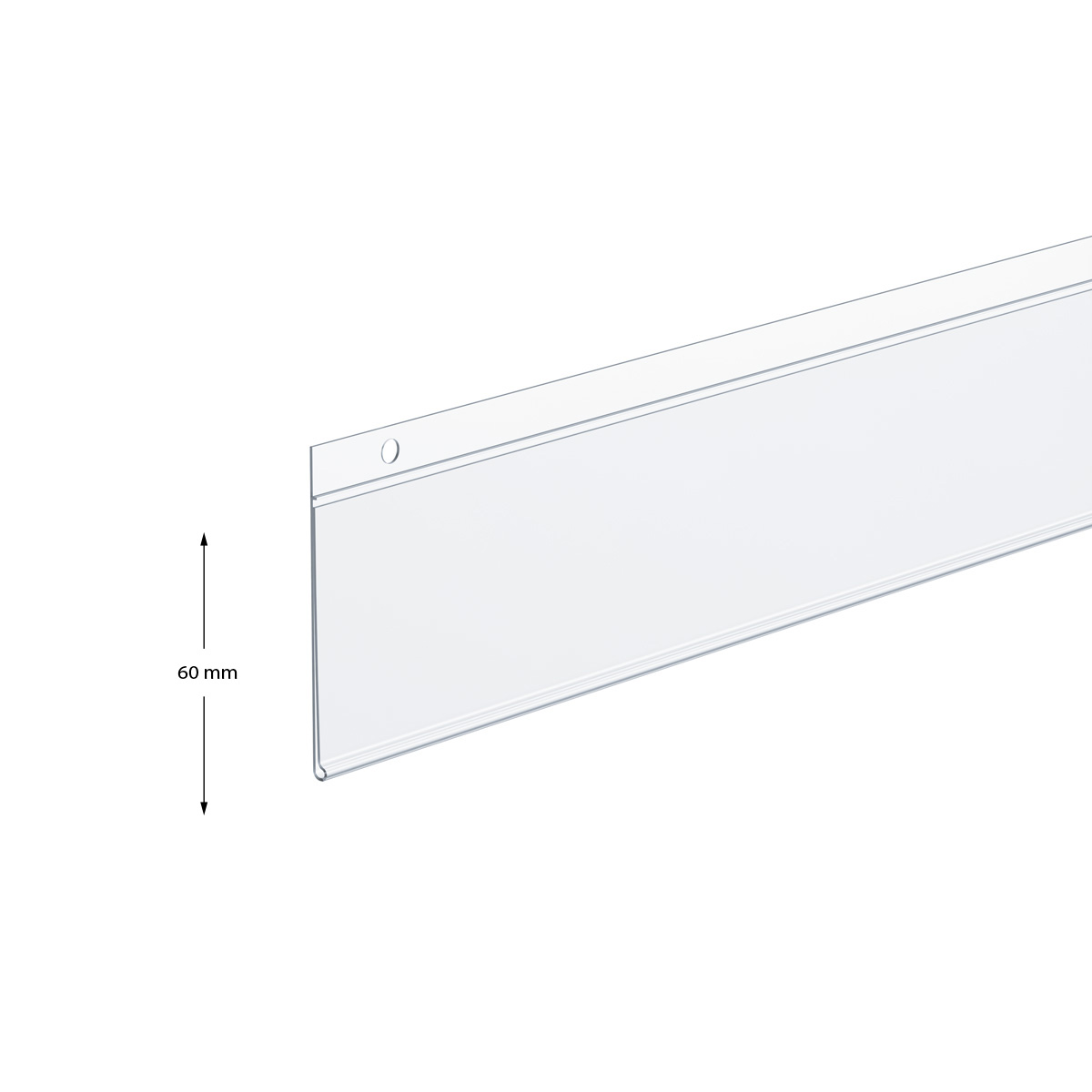 Ценникодержатель с отверстиями DBH60 прозрачный, 1000 мм