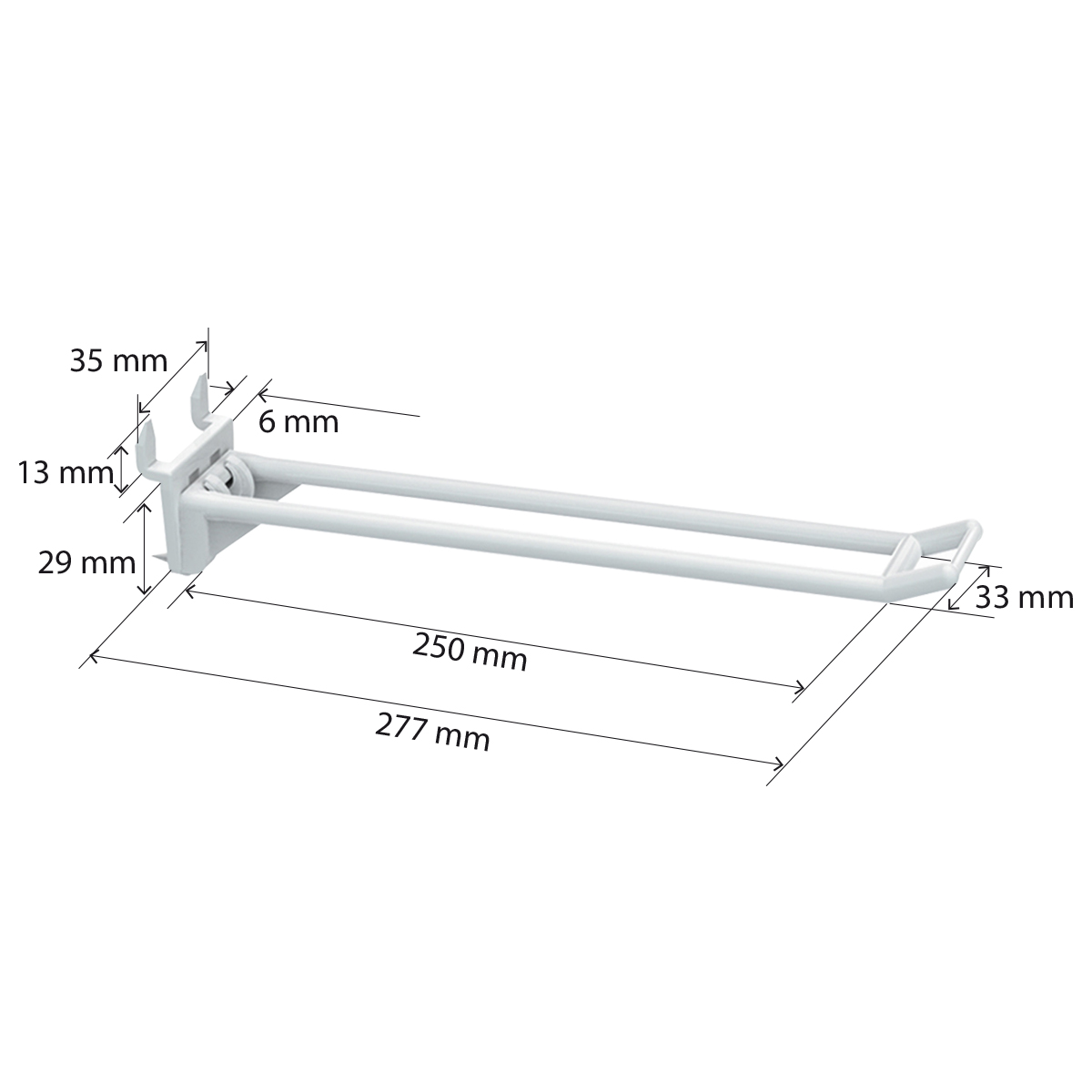 Крючок двойной DOUBLE HOOK-CR-250 белый, в картон, длина 250 мм