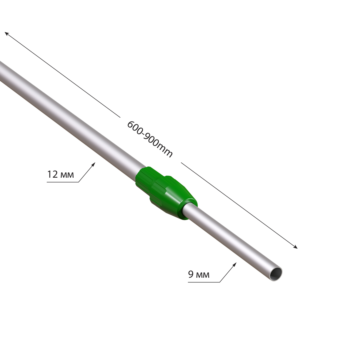 Трубка алюминиевая телескопическая TEL-LOCK-ALUTUBE 600-900 мм, цвет серый, переходник зеленый