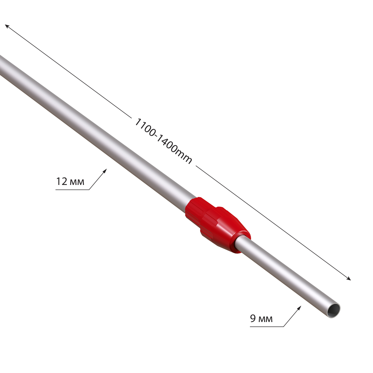 Трубка алюминиевая телескопическая TEL-LOCK-ALUTUBE 1100-1400 мм, цвет серый, переходник красный