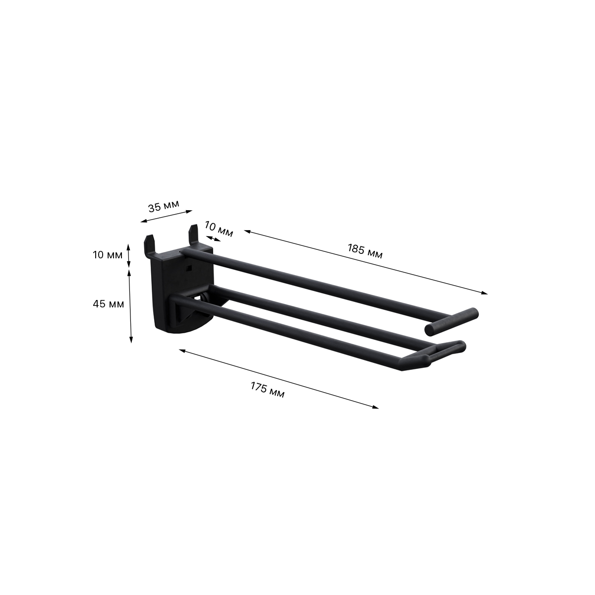 Крючок двойной DOUBLE HOOK-PH-CR-B-150 черный, в картон, длина 150 мм