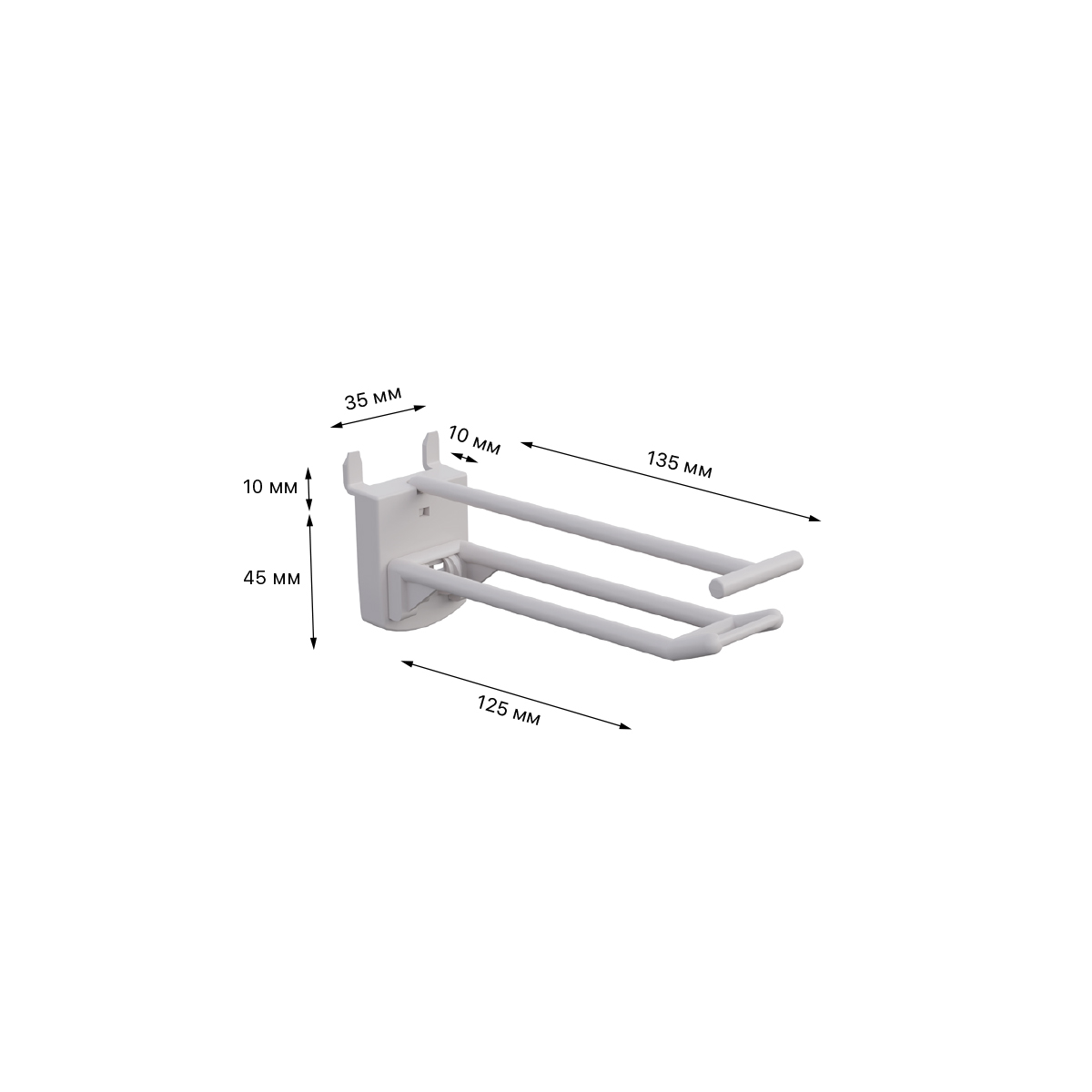 Крючок двойной DOUBLE HOOK-PH-CR-B-100, белый, в картон, длина 100 мм