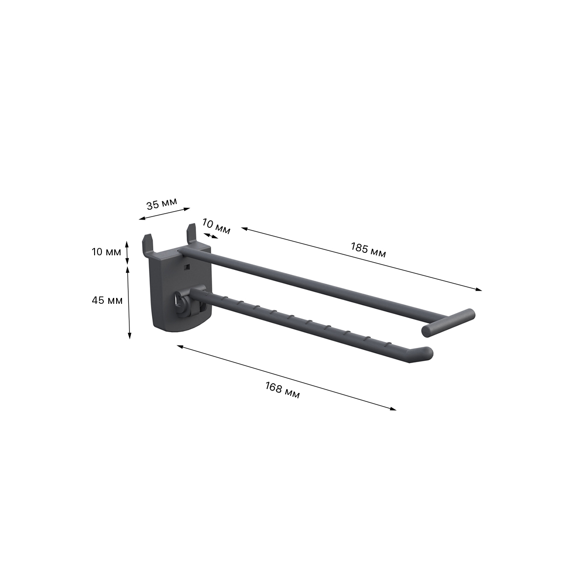 Крючок одинарный SINGLE HOOK-PH-CR-B-150 графитовый, в картон, длина 150 мм