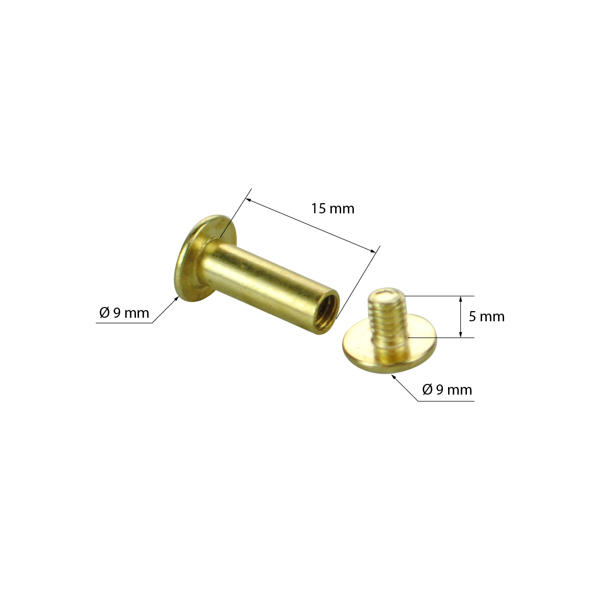 Винт металлический BINDING SCREW-15, цвет золото