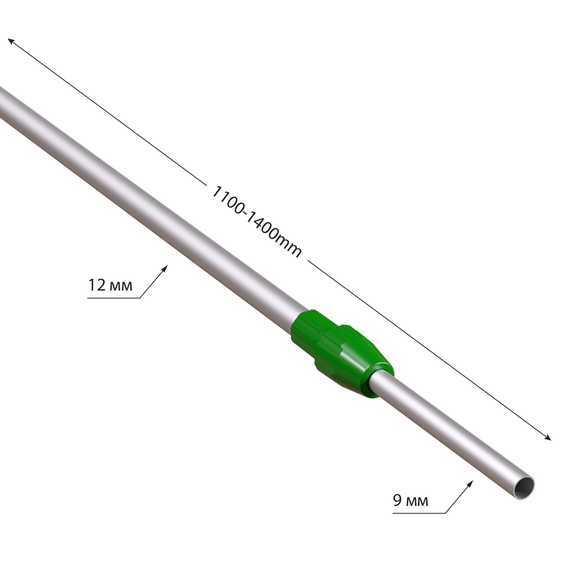 Трубка алюминиевая телескопическая TEL-LOCK-ALUTUBE 1100-1400 мм, цвет серый, переходник зеленый