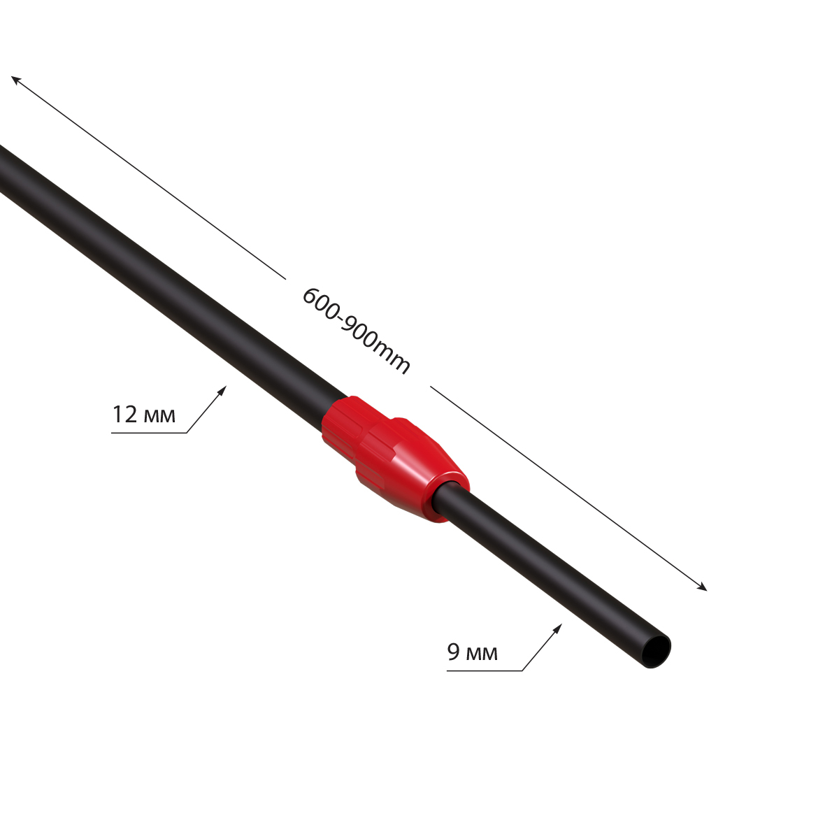 Трубка алюминиевая телескопическая TEL-LOCK-ALUTUBE 600-900 мм, цвет черный, переходник красный