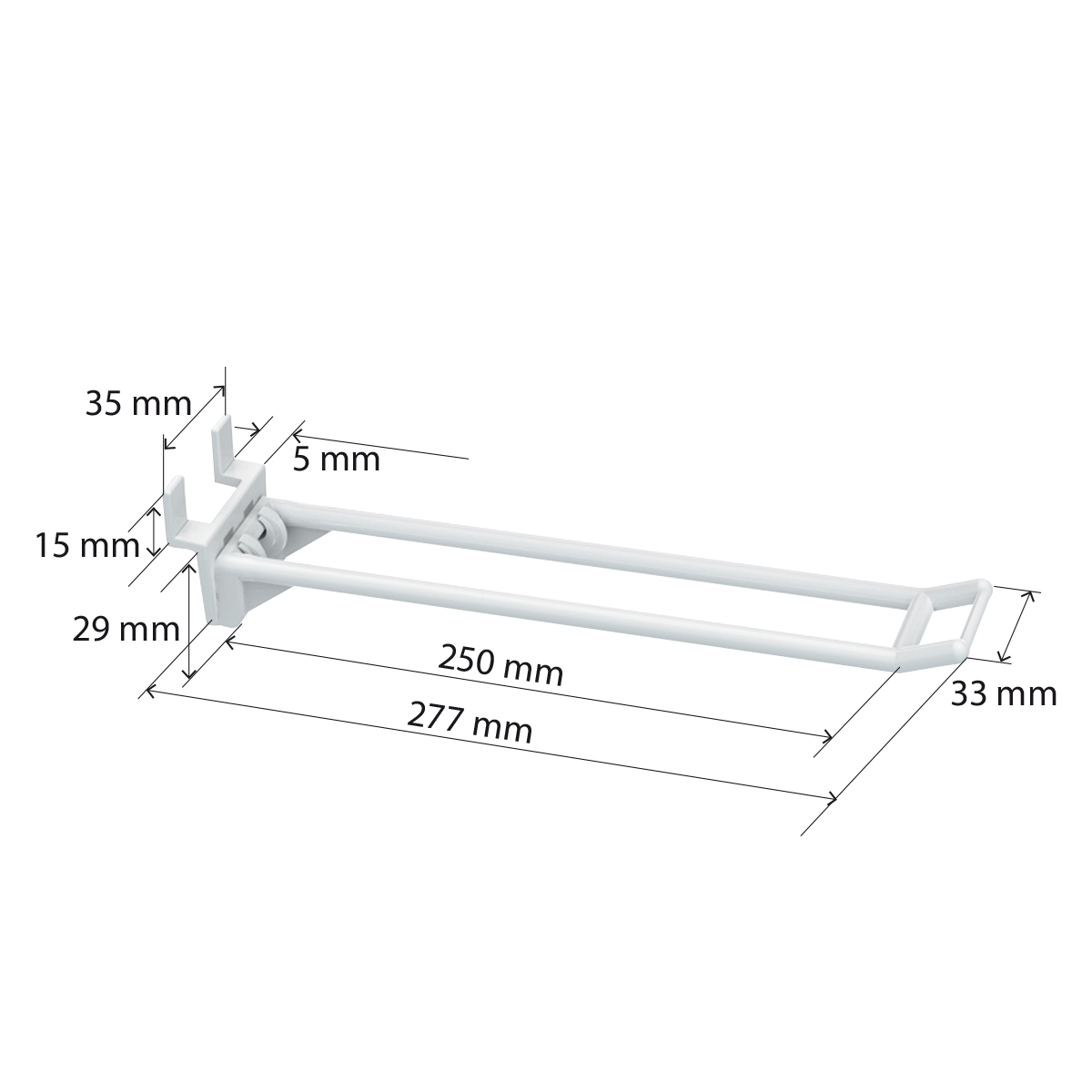 Крючок двойной DOUBLE HOOK-EP-250, белый, на экономпанель, длина 250 мм