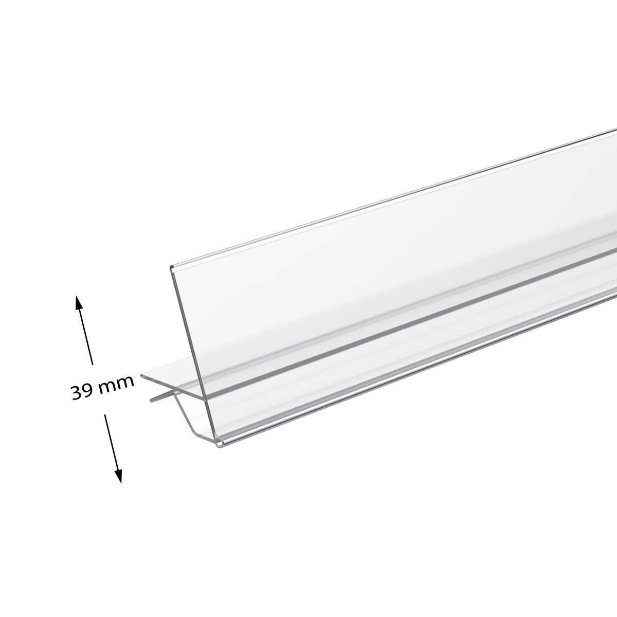 Ценникодержатель прозрачный GLL39, 1000 мм для стеклянных и деревянных полок