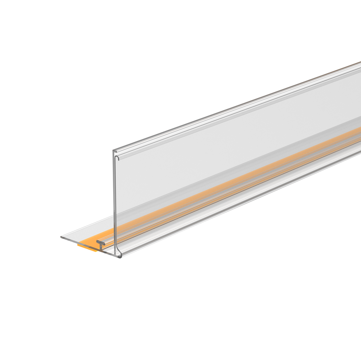 Ценникодержатель полочный самоклеящийся ME39, Т-профиль, длина 1000 мм, цвет прозрачный, скотч TP12