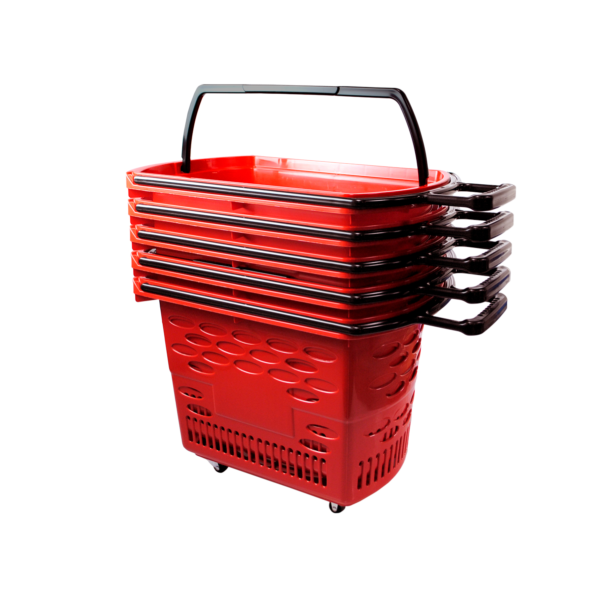 Корзина-тележка пластиковая TECHNO, 38 литров, цвет красный