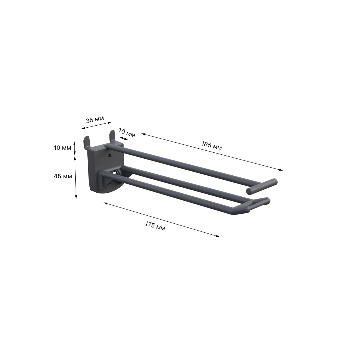 Крючок двойной DOUBLE HOOK-PH-CR-B-150 графитовый, в картон, длина 150 мм